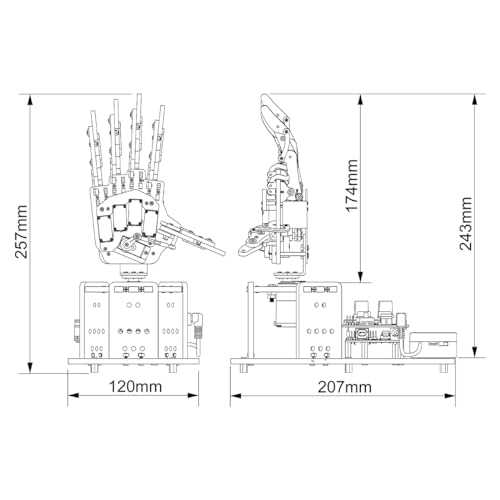 Robot Hand with Arduino Open Source AI Bionic Robotic Hand Five Fingers Solely Movement Mechanical Arm DIY Smart Robot & Engineering Kits