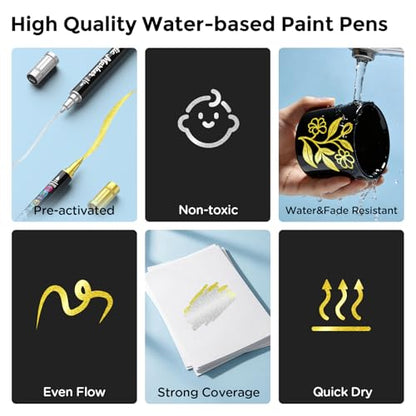 2 Gold & Silver Paint Markers for Glass (10 Count)