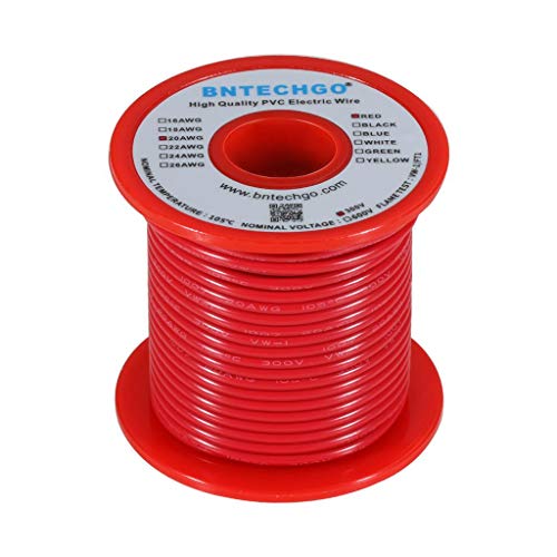 20 Gauge PVC Solid Electric Wire Red 100 ft Hookup Wire