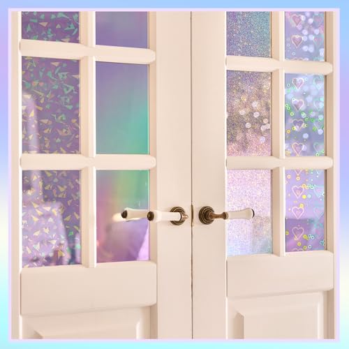 36 Sheets Holographic Sticker Paper A4 Vinyl Holographic Laminate Sheets Self Adhesive Waterproof Transparent Film (36 Count)