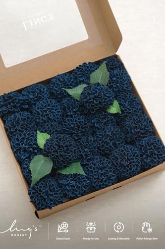 Navy Blue Artificial Dahlias (25 Count)