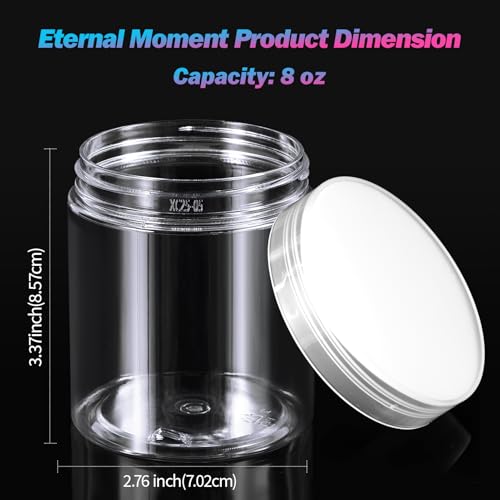 36 Pack 8 OZ Plastic Jars Clear Cosmetic Container with Lids (36 Count)