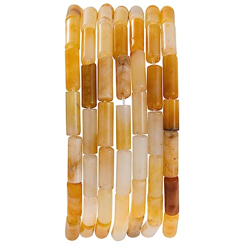Natural Yellow Jade Cylinder Tube Beads 4x13mm 38cm (28 Count)