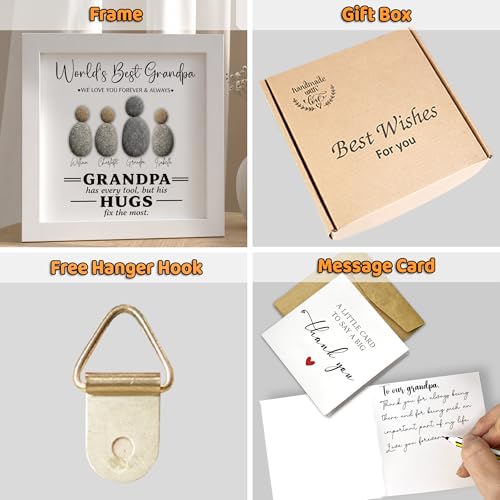 Personalized Grandpa Pebble Art Wooden Frame Sign