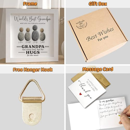 Personalized Grandpa Pebble Art Wooden Frame Sign
