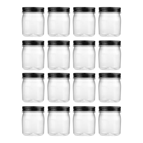 8 oz Plastic Mason Jars and Clear Plastic Jars with Lids 8 oz (16 Count)
