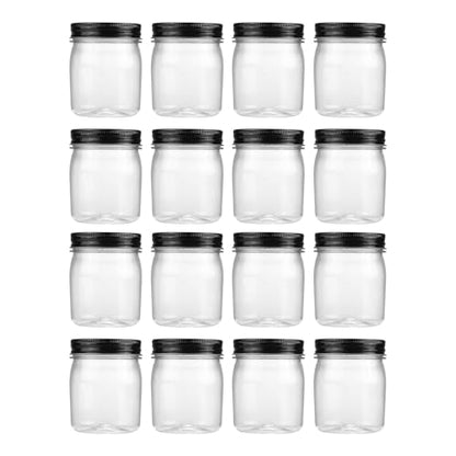 8 oz Plastic Mason Jars and Clear Plastic Jars with Lids 8 oz (16 Count)