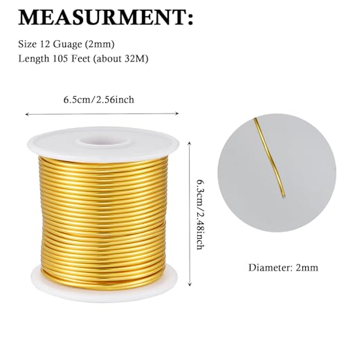 12 Gauge Gold Aluminum Craft Wire (105 Foot)