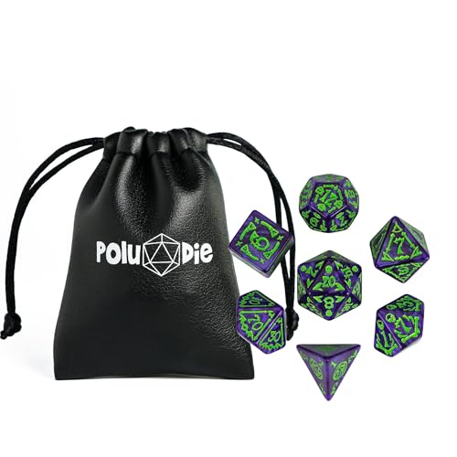7 Die DND Dice Set Scary Pattern Polyhedral Dice Set with Dice Bag (7 Count)