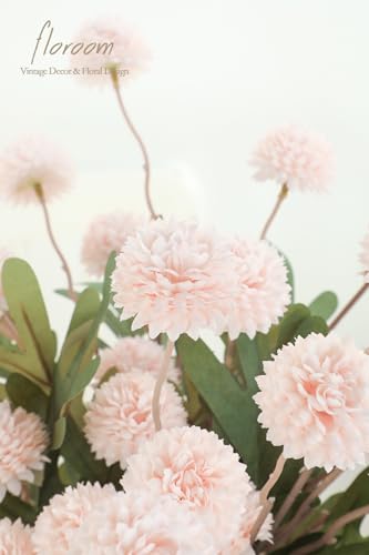 5pcs Blush Faux Silk Mums Artificial Flowers (25 Count)