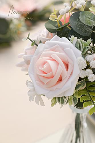 Artificial Flowers 50pcs Real Looking Blush Shades Foam Fake Roses with Stems for DIY Wedding Bouquets Bridal Shower Pink Centerpieces Floral Arrangements Party Tables Home Decorations (50 Count)