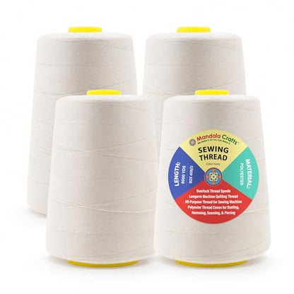 40S 2 Ivory Polyester 4 Pack of Serger Threads Cones