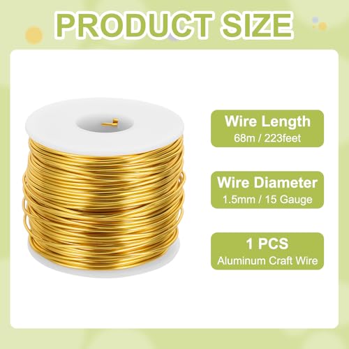 15 Gauge Anodized Aluminum Craft Wire Bendable Bonsai Training Wire 223 Feet 1.5mm for Sculpting Crafts Wreath Floral Beading Jewelry Making