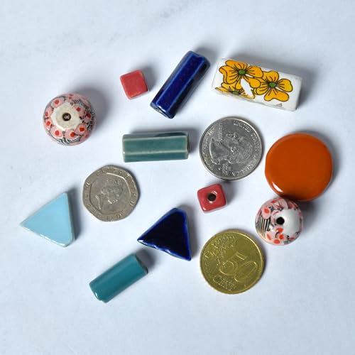 Ceramic Beads Assorted Colors and Shapes (50 Count)