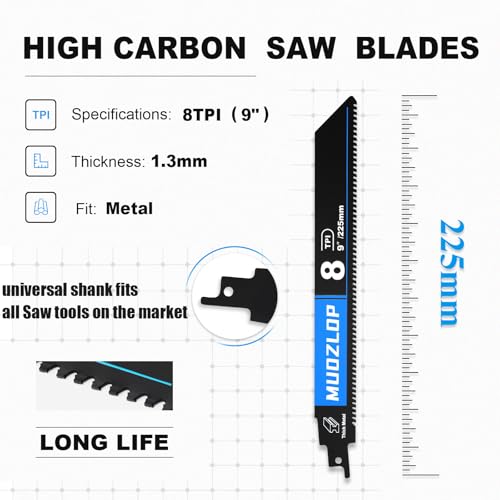 1Pack 9inch 8TPI High Reciprocating Saw Blades