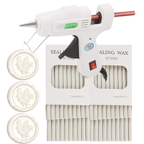 40Pcs Pearl White Wax Seal Sticks with 0.28'' Glue Gun (21 Count)