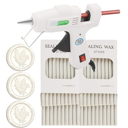 40Pcs Pearl White Wax Seal Sticks with 0.28'' Glue Gun (21 Count)