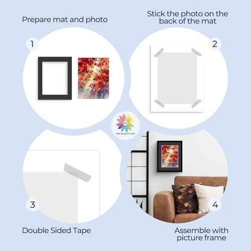 Mat Board Center 25 Pack 11x14 Picture Mat for 8.5x11 Photo Black