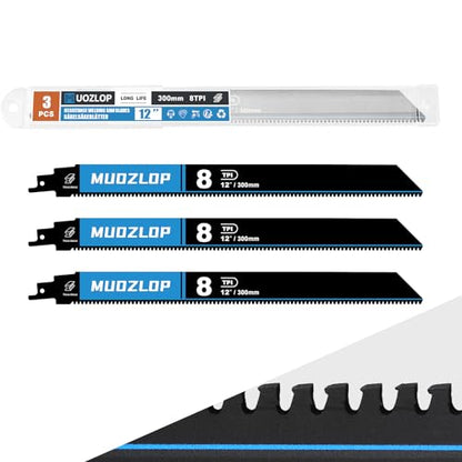 3Pack 12inch 8TPI High Reciprocating Saw Blades