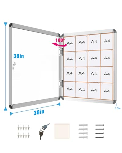 2 Pack 38"x38" Enclosed Bulletin Board (2 Count)