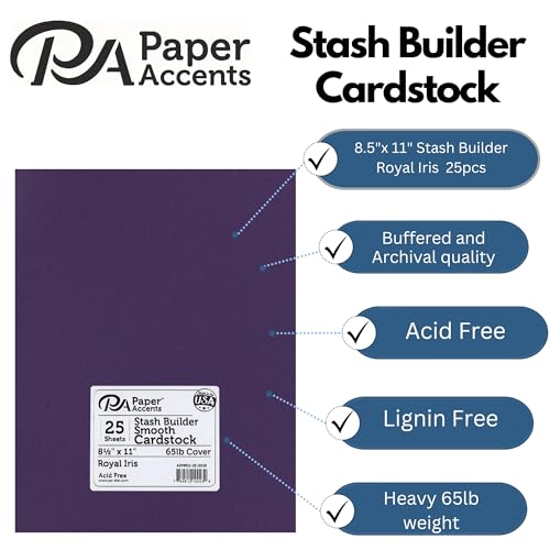PA Paper Accents Stash Builder Cardstock 8.5" x 11" Royal Iris