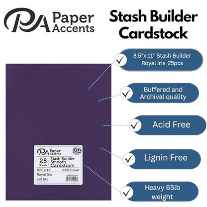 PA Paper Accents Stash Builder Cardstock 8.5" x 11" Royal Iris
