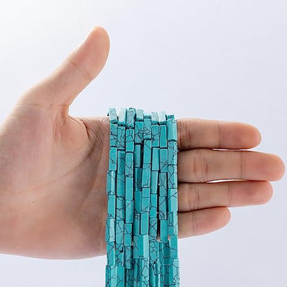 Natural Blue Turquoise Rectangle Tube Beads 4x13mm 38cm (28 Count)