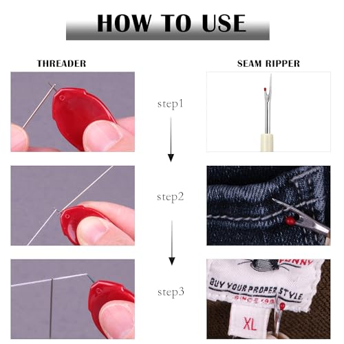Needle Threader 5PCS Seam Ripper 1PCS Easy for Machine and Hand Sewing Tool
