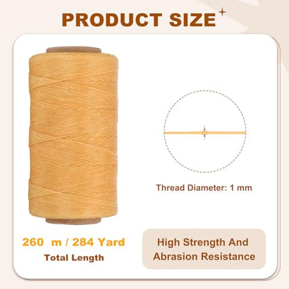 284 Yard Flat Waxed Thread 150D 1mm Leather Sewing Cord for Repairing Shoes Bags Wallets Jewelry Making DIY Leather Craft