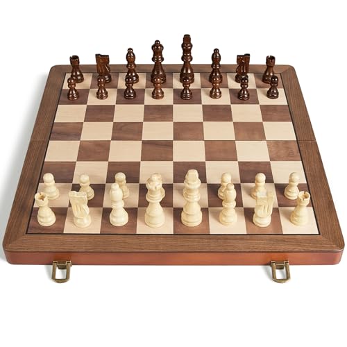 15" Wooden Chess Set with Magnetic Pieces