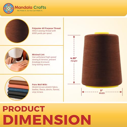 40S 2 Brown Polyester 4 Pack of Serger Threads Cones (72000 Foot)