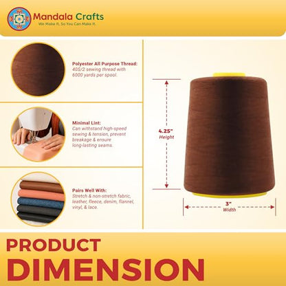 40S 2 Brown Polyester 4 Pack of Serger Threads Cones (72000 Foot)