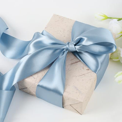 Light Blue Satin Ribbon 4 Inch x 10 Yards Double Faced