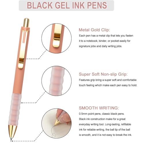 Gel Pens Black Ink Pen 0.5mm Fine Point (12 Count)