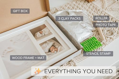 Baby Hand & Footprint Kit Frame Keepsake & Clay New Mom Gift