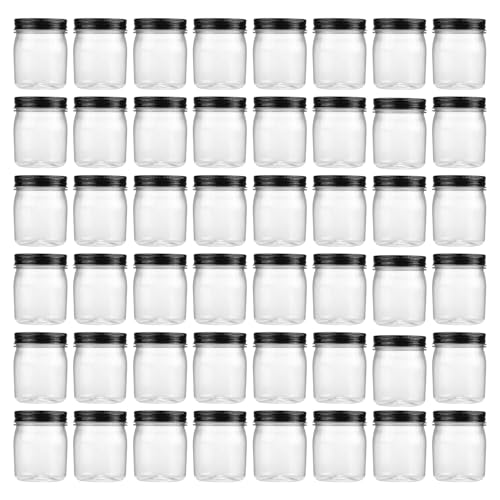 8 oz Plastic Mason Jars and Clear Plastic Jars with Lids 8 oz (48 Count)
