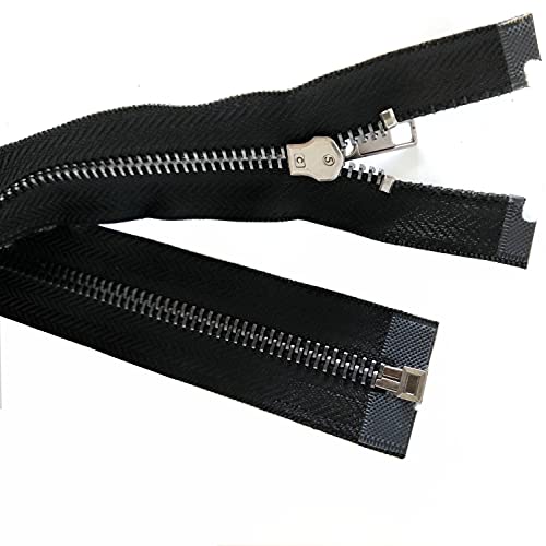 2PCS #5 27 Inch Zipper Black Nickel Teeth Zipper Black Metal Zipper Open End Zipper for Repair Coat Jacket (2 Count)