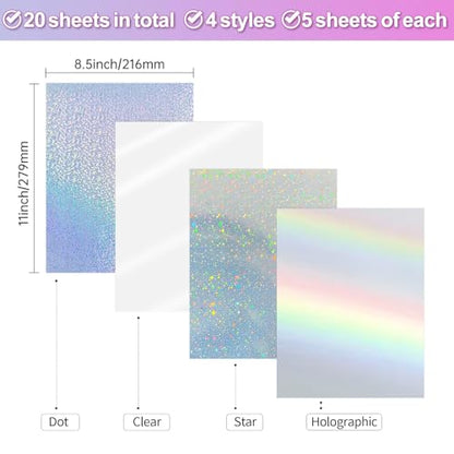Holographic Sticker Paper for Inkjet & Laser Printer 8.5x11 inch Printable Vinyl Holographic Sticker Paper Self
