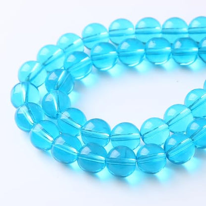 60pcs 6mm Topaz Blue Crystal Glass Beads for Jewelry Making DIY Bracelet Necklace Healing Power Stone Beads