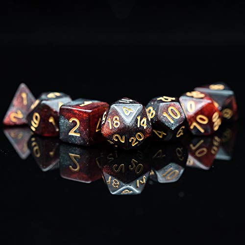 7 Die DND Dice Set Polyhedral Dice Set with a Leather Dice Bag (7 Count)