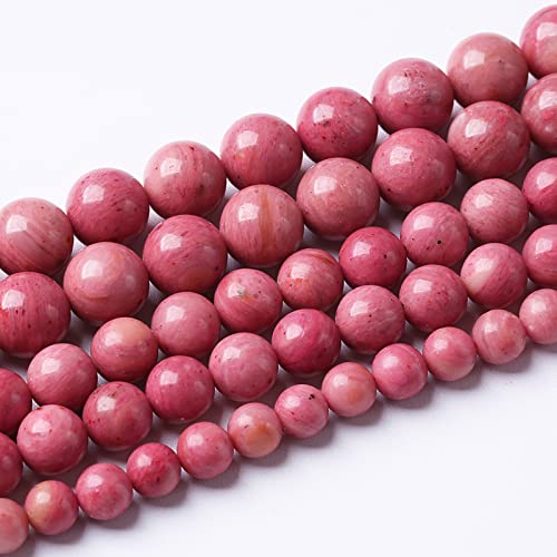 8m 45pcs 7A Premium Gemstone Rhodochrosite Beads Natural Stone Round Loose Energy Healing Beads for Jewelry Making DIY Bracelet (16 Count)