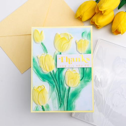 3D Flowers Theme Plastic Embossing Folders Tulip for DIY Scrapbooking Photo Album Card Paper Craft Decoration for Card Making