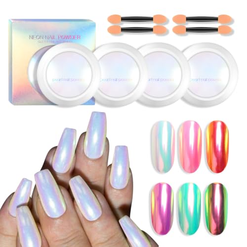 4 Pcs Neon Chrome Nail Powder