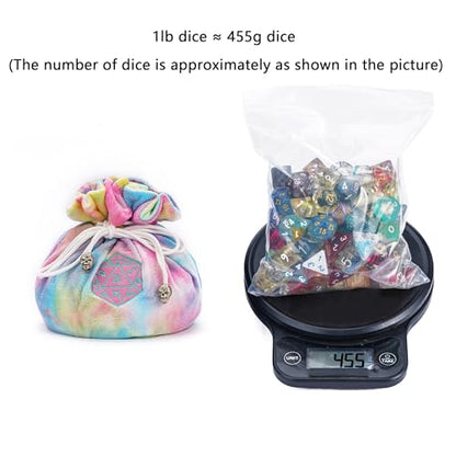 Large DND Dice Bag with Pockets Rainbow Storage Bag for D&D RPG Game (21 Ounce)