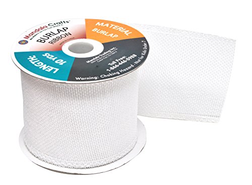 3 Inch Wide White Burlap Ribbon for Crafts (60 Foot)