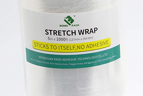 4Pack Industrial Mini Clear Stretch Wrap with Handle 5" 1000ft 80 Gauge for Pallet Wrap