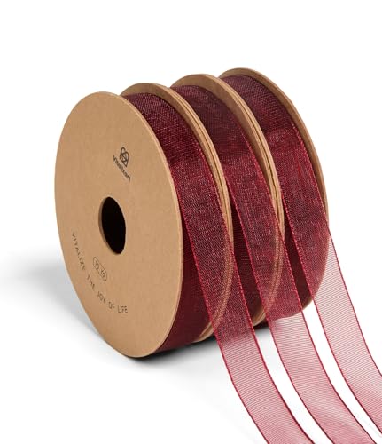 Burgundy Organza Ribbon 3 (3 Count)