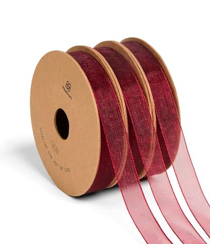 Burgundy Organza Ribbon 3 (3 Count)