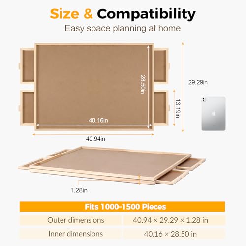 2000 Pieces Rotating Puzzle Board with 4 Drawers