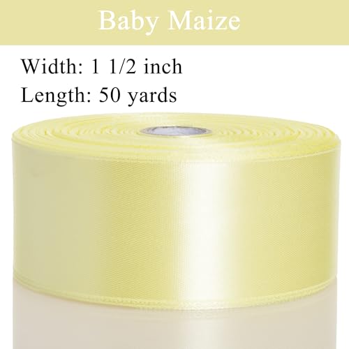 1 1 2 Inch Baby Maize Solid Satin Ribbon for Gift Wrapping